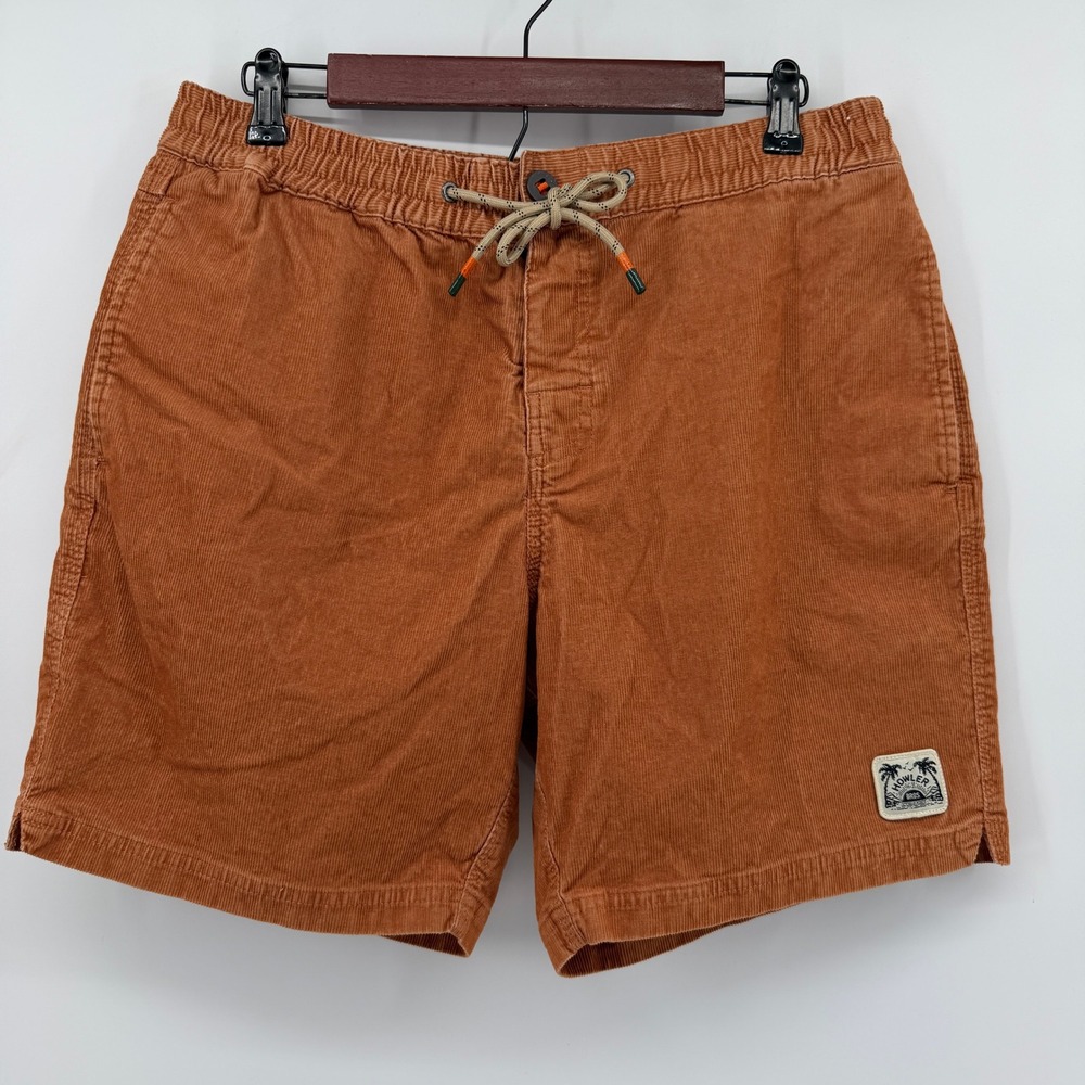 Howler Bros Pressure Drop Corduroy Shorts Mens 34 Orange Stretch Elastic Waist